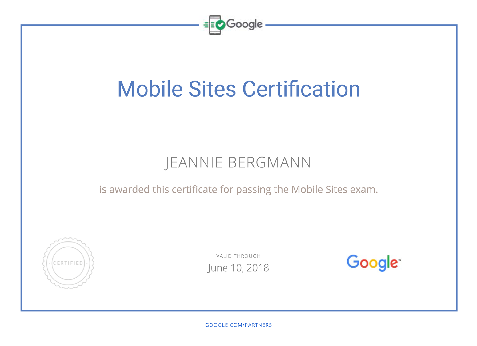 Google Partners Mobile Sites Certification